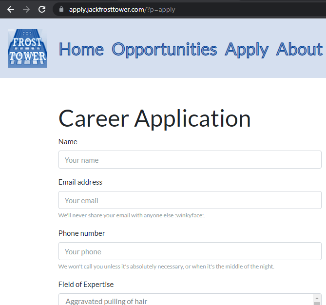 Application page