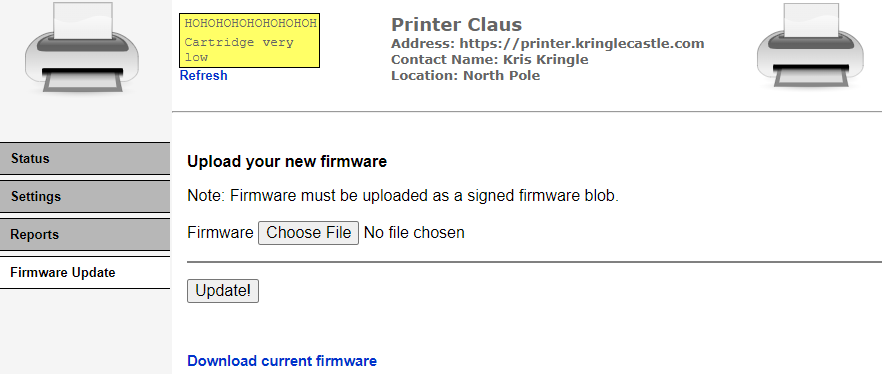 Firmware Update page